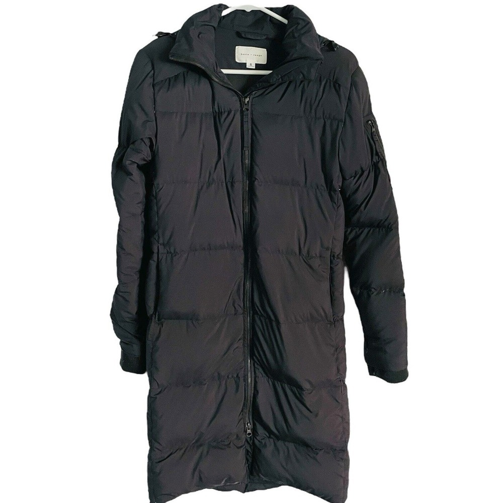 Basin + Range Womens North Star Down Puffer Jacket Parka S Black‎ Hooded Quilted